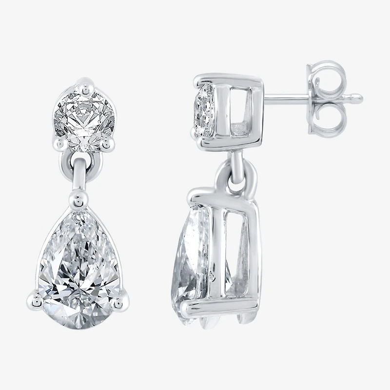 Ever Star (H-I / Si2-I1) Womens 1 CT. T.W. Lab Grown White Diamond 10K Gold Pear Drop Earrings