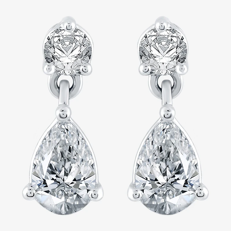 Ever Star (H-I / Si2-I1) Womens 1 CT. T.W. Lab Grown White Diamond 10K Gold Pear Drop Earrings