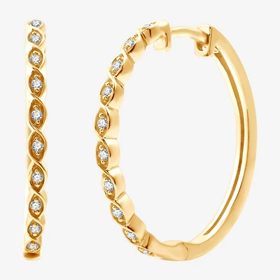 Womens 1/10 CT. T.W. Lab Grown White Diamond 14K Gold Over Silver Sterling Silver 22mm Hoop Earrings