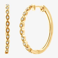 Womens 1/10 CT. T.W. Lab Grown White Diamond 14K Gold Over Silver Sterling Silver 22mm Hoop Earrings