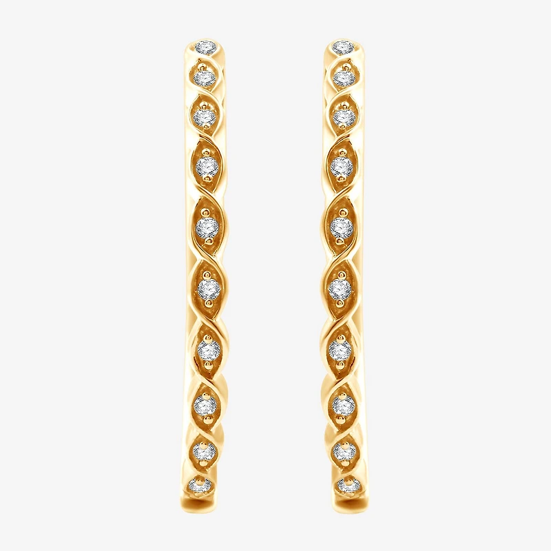 Womens 1/10 CT. T.W. Lab Grown White Diamond 14K Gold Over Silver Sterling Silver 22mm Hoop Earrings