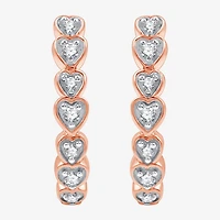 Womens 1/10 CT. T.W. Lab Grown White Diamond 14K Rose Gold Over Silver Sterling Silver 15.5mm Heart Hoop Earrings