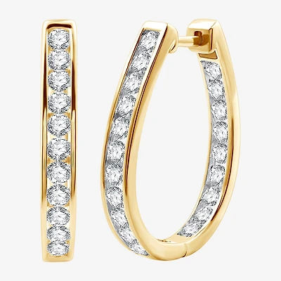 Womens 2 CT. T.W. Lab Grown White Diamond 14K Gold Over Silver Sterling Silver 27mm Hoop Earrings