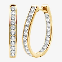 Womens 2 CT. T.W. Lab Grown White Diamond 14K Gold Over Silver Sterling Silver 27mm Hoop Earrings