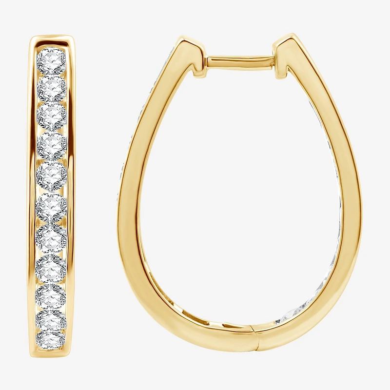 Womens 2 CT. T.W. Lab Grown White Diamond 14K Gold Over Silver Sterling Silver 27mm Hoop Earrings