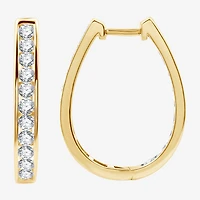 Womens 2 CT. T.W. Lab Grown White Diamond 14K Gold Over Silver Sterling Silver 27mm Hoop Earrings