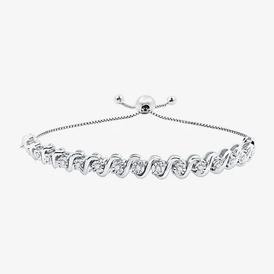 Womens 1/4 CT. T.W. Lab Grown White Diamond Sterling Silver Bolo Bracelet
