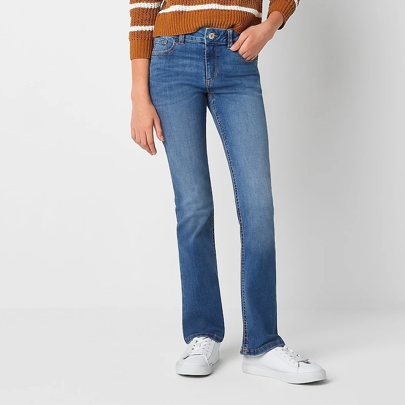 Thereabouts Little & Big Kid Girls Adjustable Waist Stretch Fabric Superflex Mid Rise Regular Fit Bootcut Jean