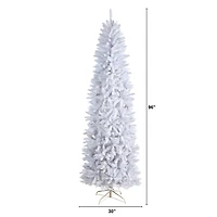 Nearly Natural Slim White Faux Fir Christmas Tree