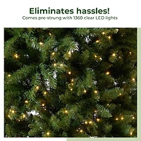 Nearly Natural Faux Slim 12 Foot Pre-Lit Pine Christmas Tree