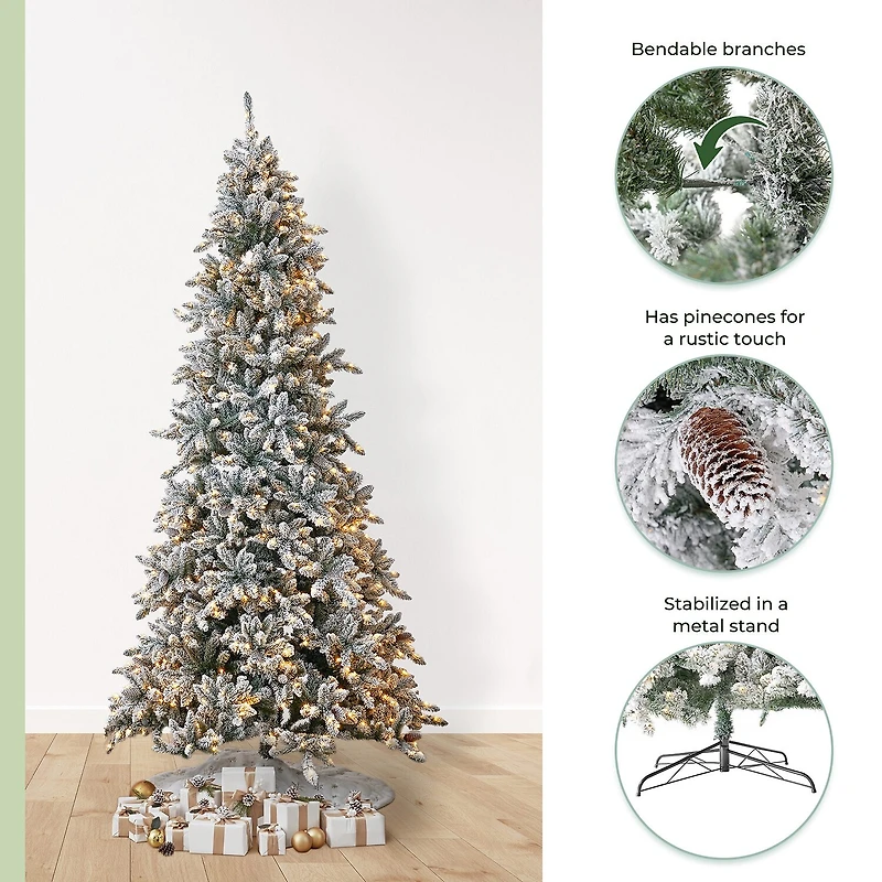 Nearly Natural Faux Pre-Lit Flocked Fir Christmas Tree