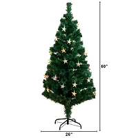 Nearly Natural Fiber Optic Faux 5 Foot Pre-Lit Pine Christmas Tree