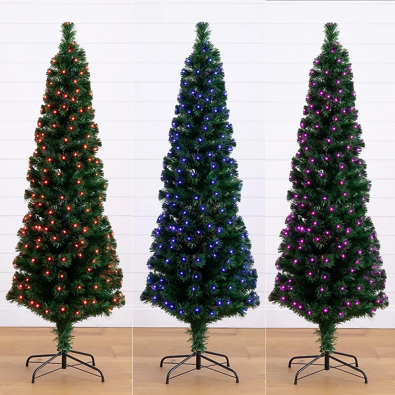 Nearly Natural Fiber Optic Faux 6 Foot Pre-Lit Pine Christmas Tree