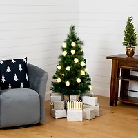 Nearly Natural Fiber Optic Faux 4 Foot Pre-Lit Pine Christmas Tree