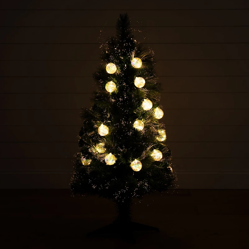 Nearly Natural Fiber Optic Faux 4 Foot Pre-Lit Pine Christmas Tree