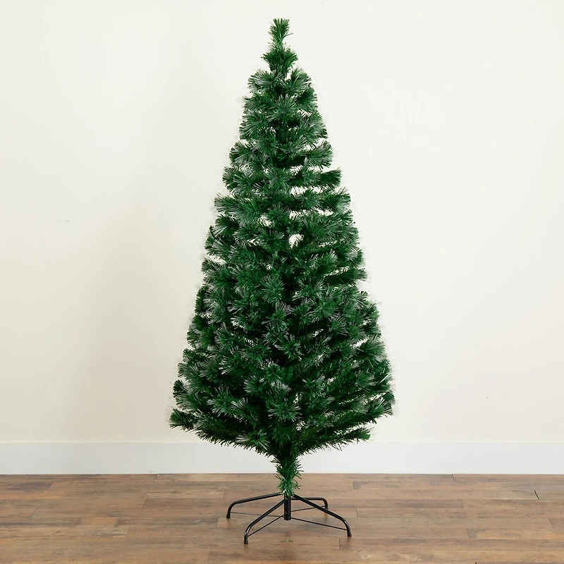 Nearly Natural Fiber Optic Faux 6 Foot Pre-Lit Pine Christmas Tree
