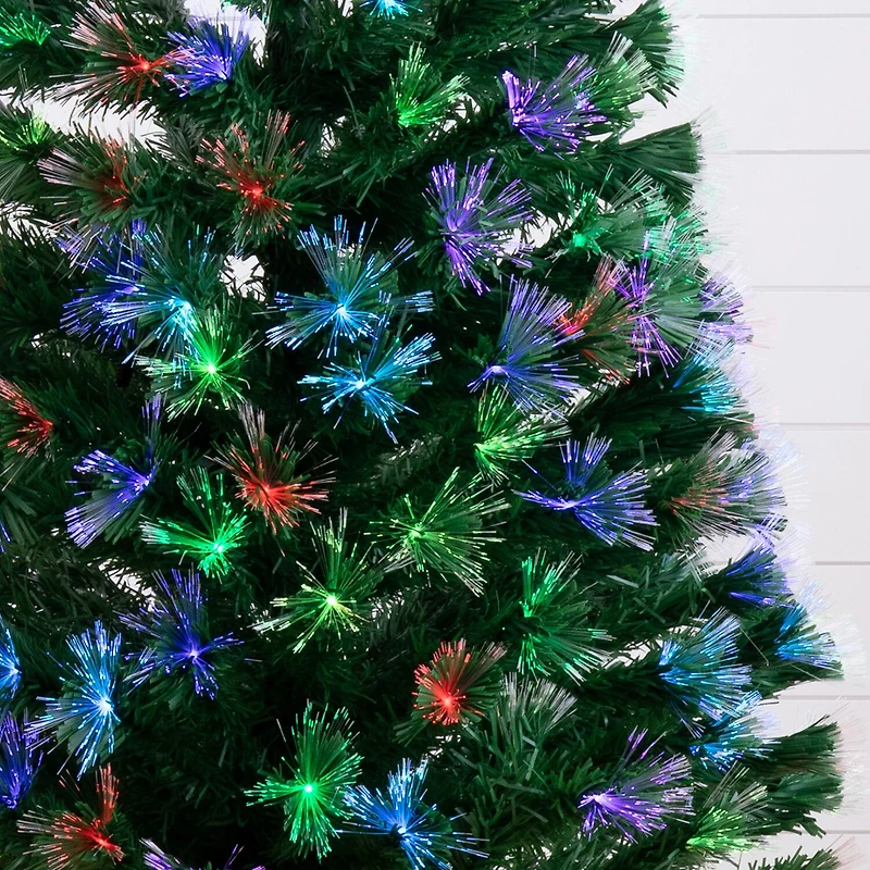 Nearly Natural Fiber Optic Faux 6 Foot Pre-Lit Pine Christmas Tree