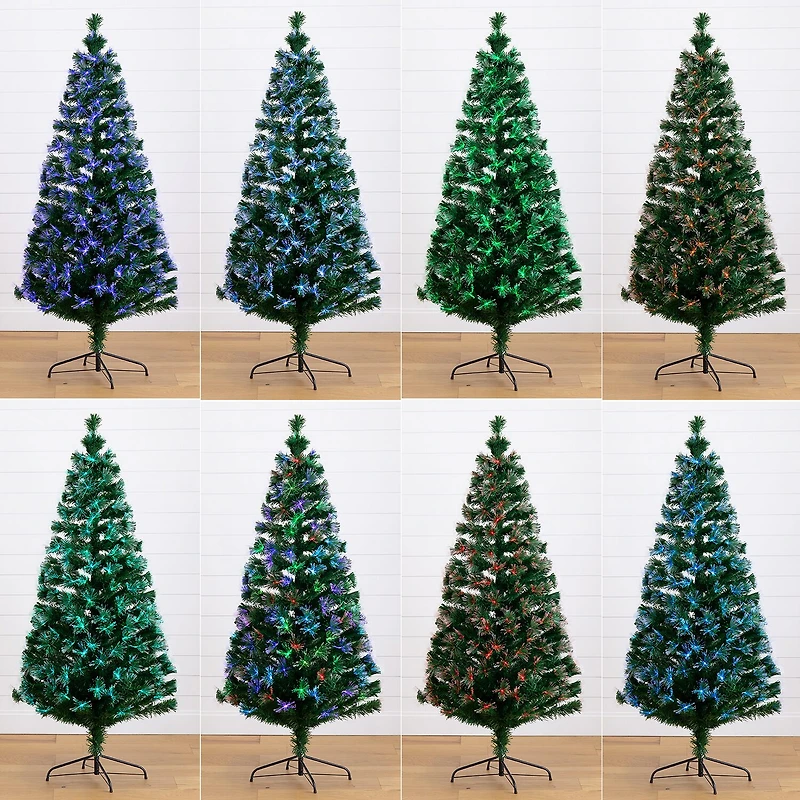Nearly Natural Fiber Optic Faux 6 Foot Pre-Lit Pine Christmas Tree