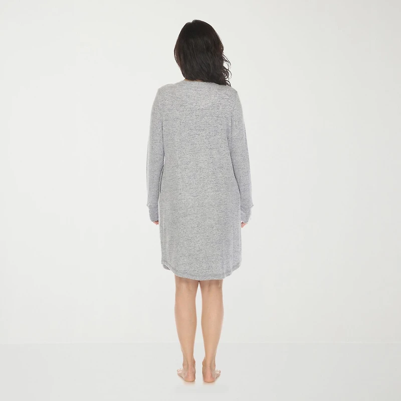White Mark Womens Long Sleeve Round Neck Nightshirt