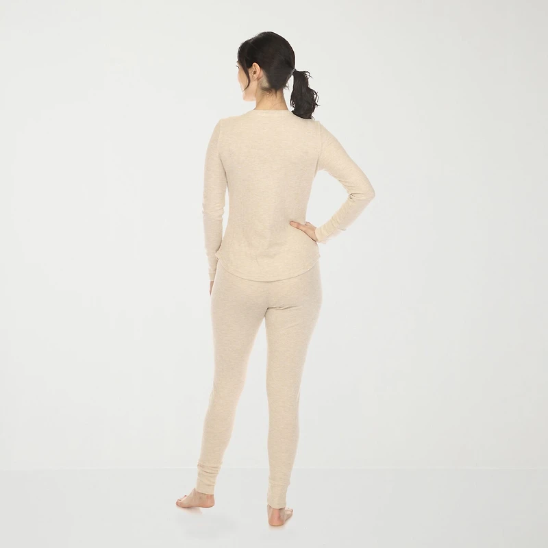 White Mark Womens Waffle Long Sleeve 2-pc. Pajama Set