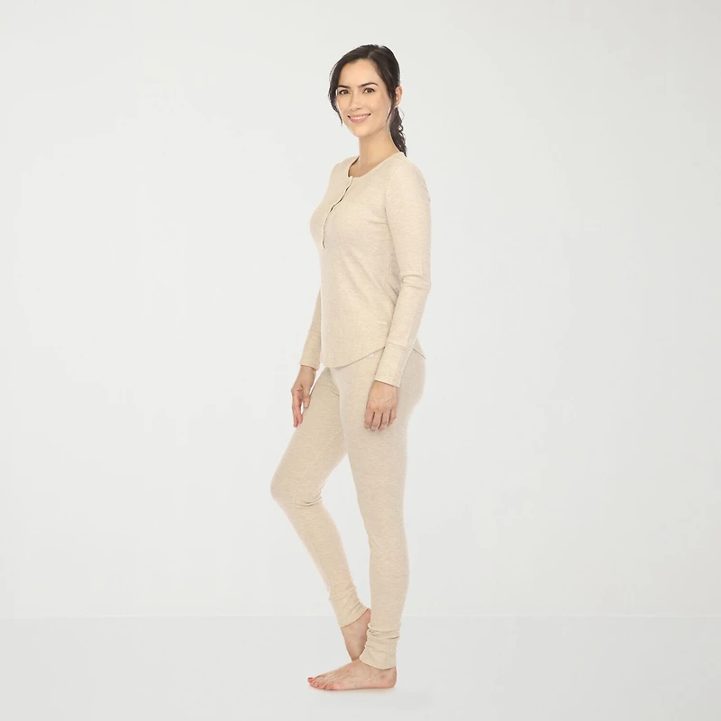 White Mark Womens Waffle Long Sleeve 2-pc. Pajama Set