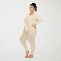 White Mark Womens Long Sleeve 2-pc. Plus Pajama Set