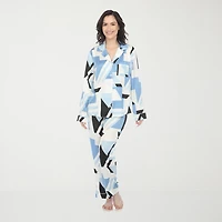White Mark Womens Satin Long Sleeve 2-pc. Pajama Set