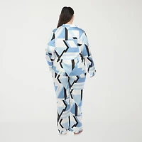 White Mark Womens Satin Long Sleeve 2-pc. Plus Pajama Set