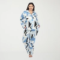 White Mark Womens Satin Long Sleeve 2-pc. Plus Pajama Set