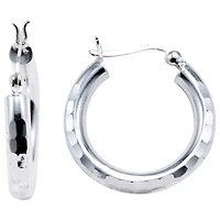 Hammered Hoop Earrings Sterling Silver