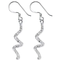 Sterling Silver Cubic Zirconia Squiggle Earrings