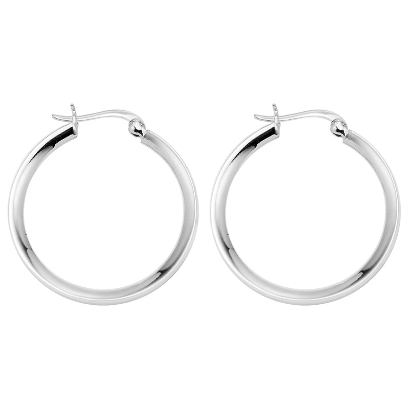 Polished Hoop Earrings Sterling Silver