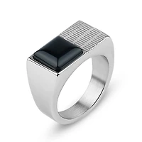 Mens 12MM Black Onyx Stainless Steel Band