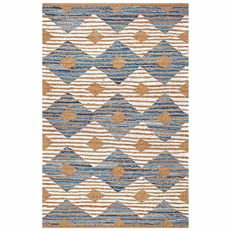 nuLoom Hand Braided Marla Denim And Jute DiamondsRug