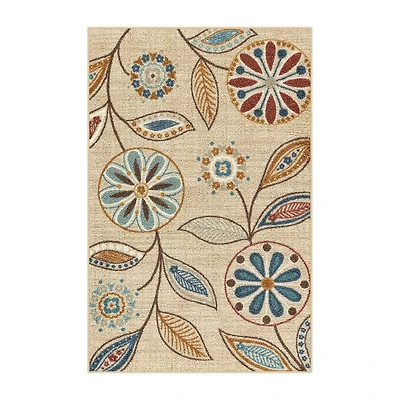 Maples Modern Floral Collection Washable Skid Resistant Indoor Rectangular Accent Rug