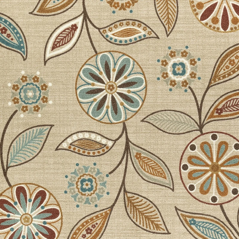 Maples Modern Floral Collection Washable Skid Resistant Indoor Rectangular Accent Rug