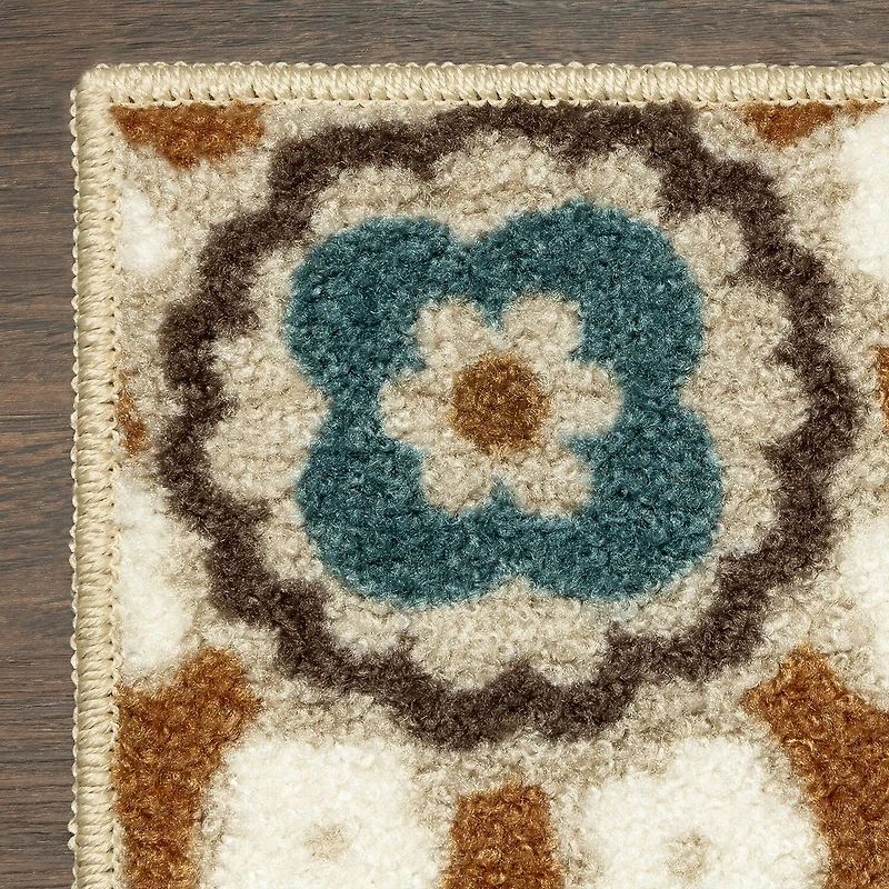 Maples Modern Floral Collection Washable Skid Resistant Indoor Rectangular Accent Rug