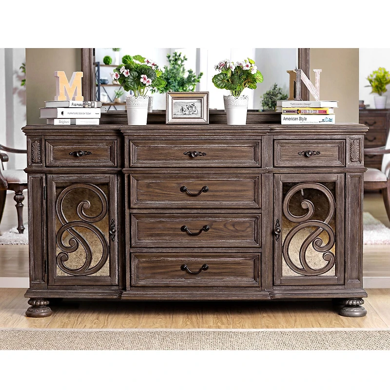 6 Drawer Rustic Wooden Server