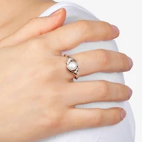Silver Treasures Cultured Freshwater Pearl Womens White Cubic Zirconia Sterling Delicate Bypass  Promise Ring