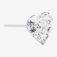 Silver Treasures Crystal Sterling 7.1mm Heart Stud Earrings