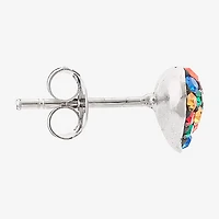 Silver Treasures Crystal Sterling 7.1mm Heart Stud Earrings