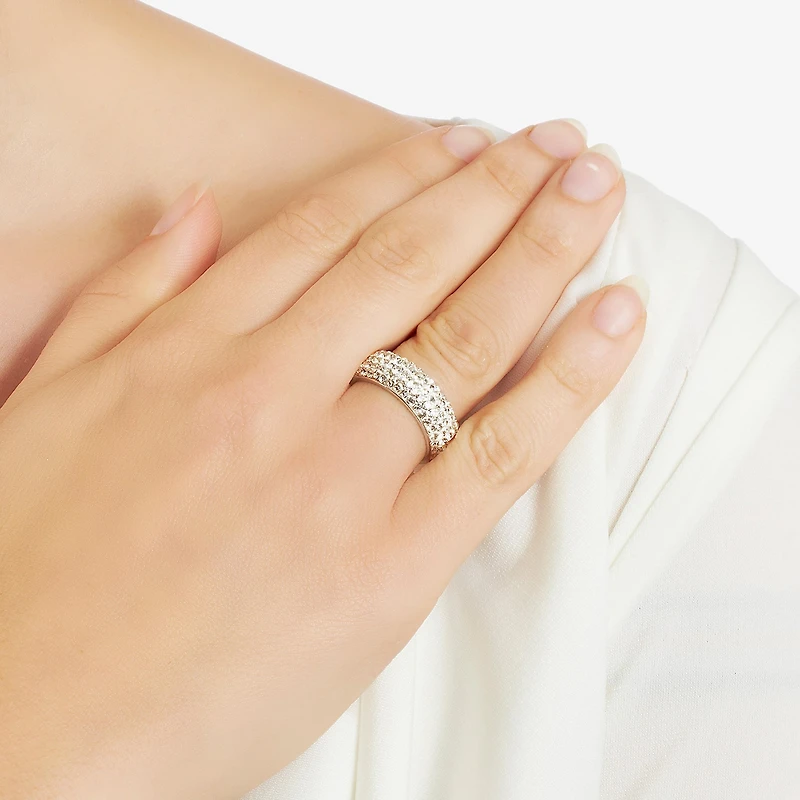 Sparkle Allure Womens 4MM White Crystal Pure Silver Over Brass Band