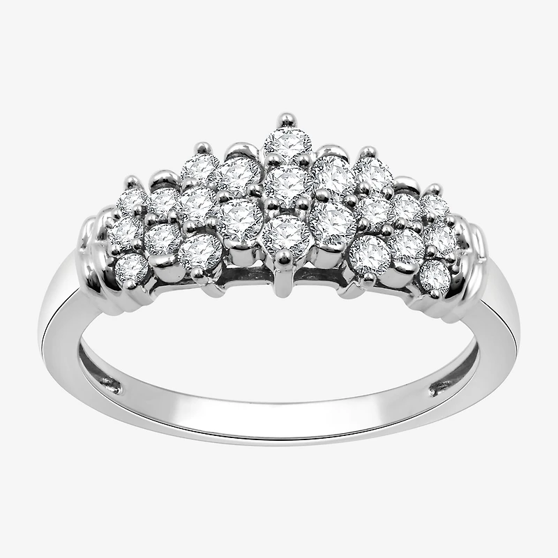 G-H / Si2-I1) Womens 1/ CT. T.W. Lab Grown White Diamond 10K Gold Cluster Band