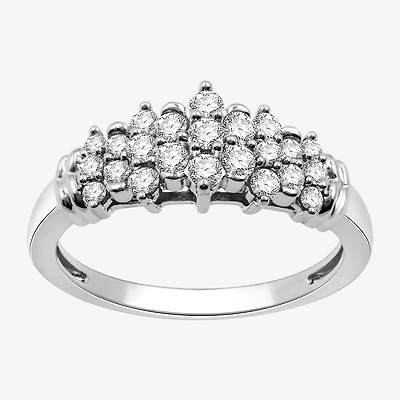 G-H / Si2-I1) Womens 1/ CT. T.W. Lab Grown White Diamond 10K Gold Cluster Band