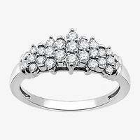 G-H / Si2-I1) Womens 1/ CT. T.W. Lab Grown White Diamond 10K Gold Cluster Band