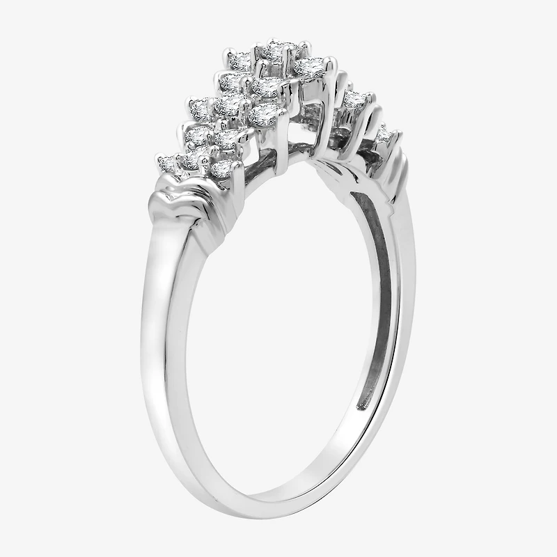 G-H / Si2-I1) Womens 1/ CT. T.W. Lab Grown White Diamond 10K Gold Cluster Band