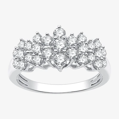(G-H / Si2-I1) Womens 1 CT. T.W. Lab Grown White Diamond 10K Gold Cluster Band
