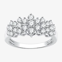 (G-H / Si2-I1) Womens 1 CT. T.W. Lab Grown White Diamond 10K Gold Cluster Band