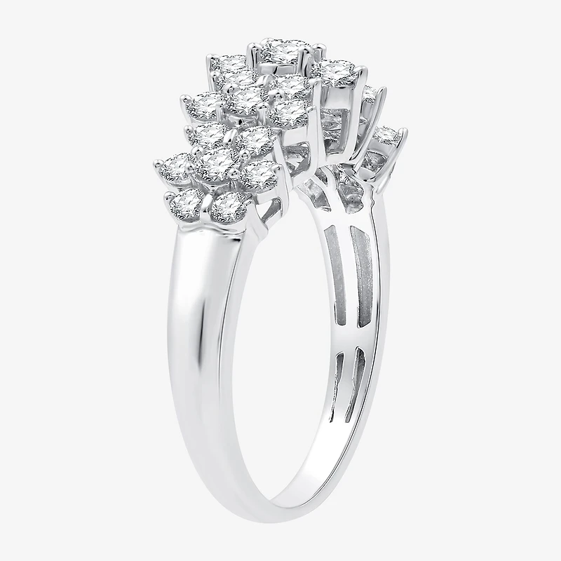 (G-H / Si2-I1) Womens 1 CT. T.W. Lab Grown White Diamond 10K Gold Cluster Band
