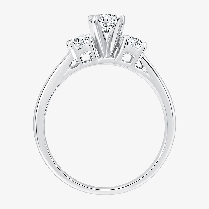 (H-I / Si2-I1) Womens 3/4 CT. T.W. Lab Grown White Diamond 10K Gold Round 3-Stone Engagement Ring
